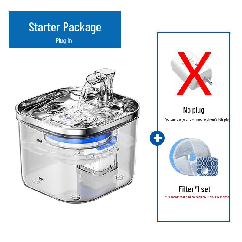 Fontanna Smart ze Stali Nierdzewnej dla Kotów i Małych Psów - Automatyczna, Konstrukcja z Cyrkulującym Przepływem