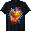 Splash Art Basketball T Shirt Black S To 5XL