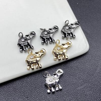 Vintage Multicolor Elephant Pendant 20x21mm - High Retention DIY Jewelry Charm