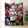 Lady Gaga Pop Art Style Warm Blanket, Vibrant Colors Flannel Blanket for Bedroom, Living Room, Sofa, and Nap.