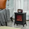 Freestanding Electric Fireplace, Flame Effect, 2 Heating Modes 1000W/2000W, Tempered Glass, Black, 36.5x24x45.5 Cm