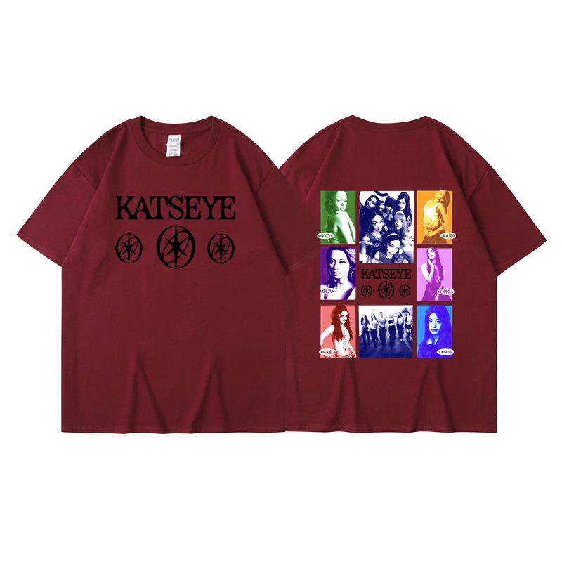 New KATSEYE printed T-shirt men's and women's casual T-shirt high-quality short sleeves