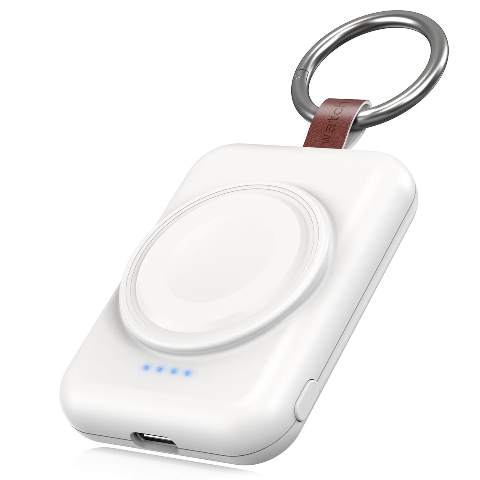 

A-04 Portable Mini Wireless Charger for Apple Watch Series 1800mAh Power Bank with Ring Buckle White