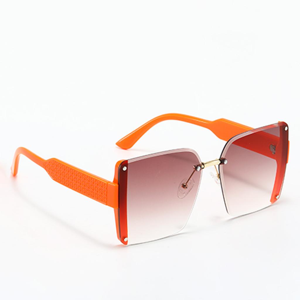 Modern Fashion Orange Grey Gradient Square Sunglasses With Orange Metal Strip Decoration Sunglasses Women  Glasses Women
