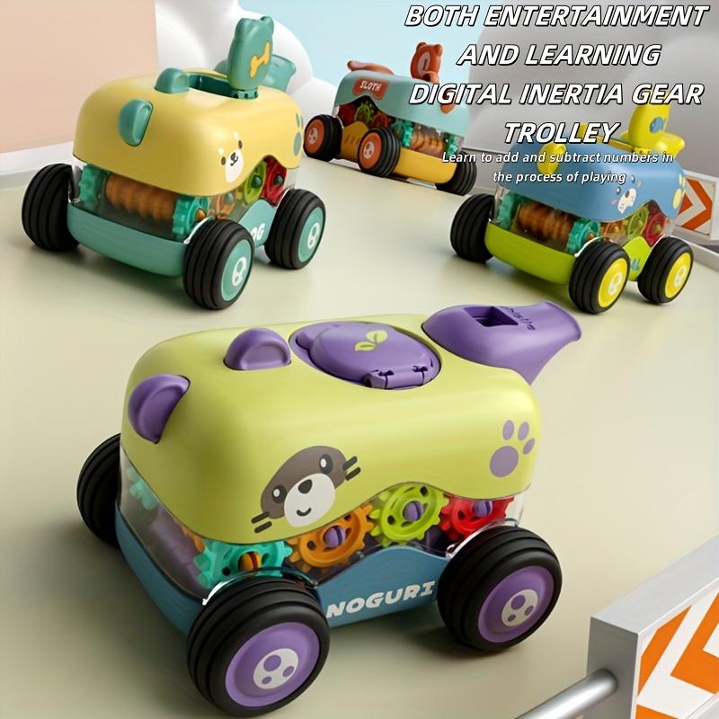 4 Pack Inertial Cartoon Gear Whistle Toy Cars Educational Crawling Toy Cars Slide Proof Boy/Girl Perfect Birthday Gift Christmas Gift Halloween Gift