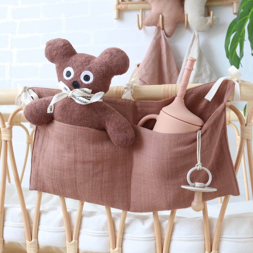 Handmade Cotton Muslin Hanging Crib Organizer – Baby Toy & Diaper Storage Bag
