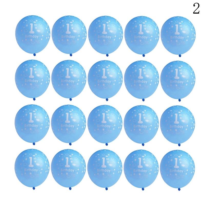 20pcs Baby Number 1 Printed Boy Girl Ballons Decor Party First Birthday New 1st