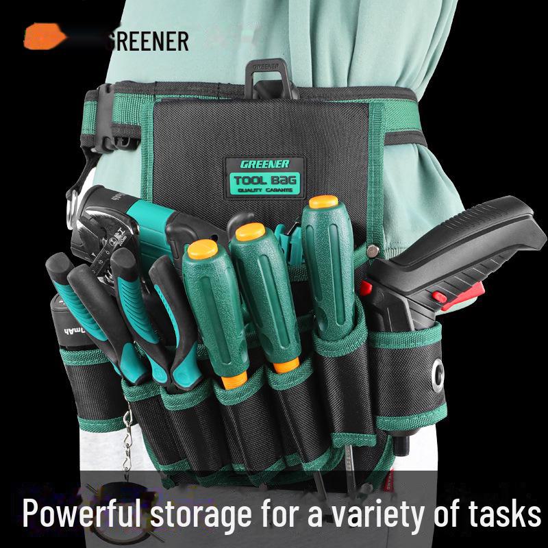 Riñonera de Herramientas Bosque Verde: Cinturón de Electricista Duradero, Impermeable y Multifuncional con Almacenamiento Resistente al Desgaste