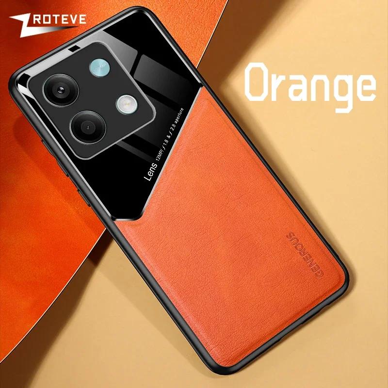 

Для Redmi Note13 чехол PU кожаный автомобильный магнитный жесткий чехол для ПК для Xiaomi Redmi Note 13 12S 12 Pro Plus Xiomi Note12 чехлы RedmiNote13ProPlus5G оранжевый