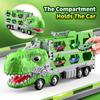 Großes Dinosaurier-Autospielzeug T-Rex LKW Transformierbarer Transport-LKW Rennstrecke Faltbarer LKW Mit Rennauto Geburtstagsgeschenk Für Jungen