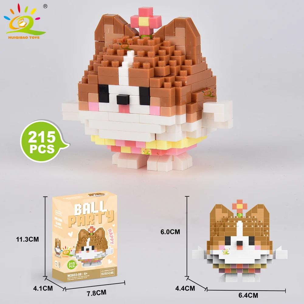 HUIQIBAO MOC Tier Mikro-Baustein Mini Niedlich 3D Diamant Modellstein DIY Stadtbau Spielzeug für Kinder Schreibtischdekoration