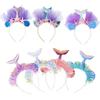 Little Mermaid Party Crown Headband Mermaid Tail Hat Photo Props for Girl Birthday Party Mermaid Hair Accessories