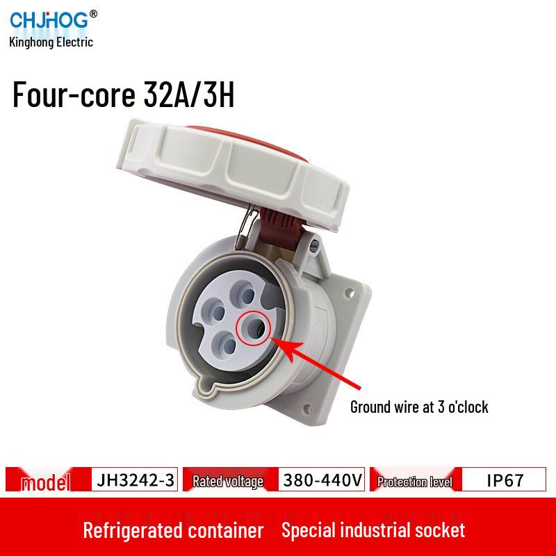 Marine 4-Pin 32A Generator Socket 380V 3H Terminal Special Plug