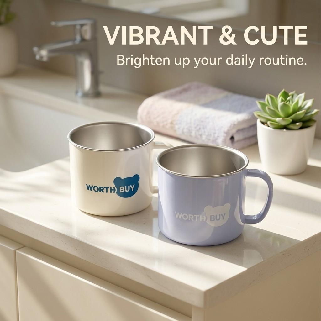 Bathroom Gargle Cup 316 Stainless Steel Toothbrush Holder Tumbler Detachable Plastic Mug with Handle Dishwasher Safe