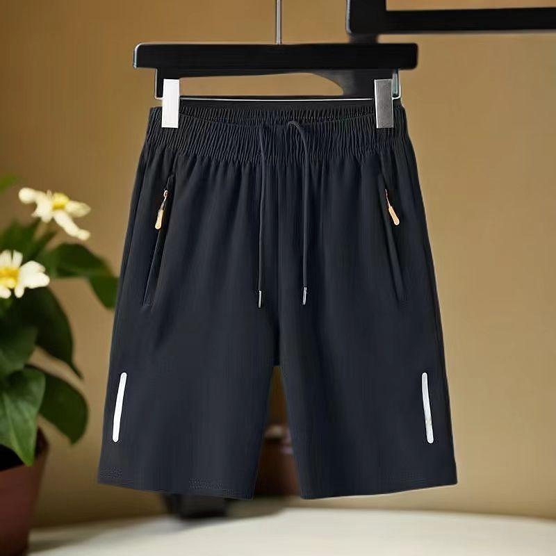 Men's Summer Ultra-thin Ice Silk Beach Casual Shorts Jogging Sport Quick Dry Male Zipper Loose Gym Sports Short Pants Sweatpant