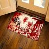 1pc Halloween Bloody Footprint Welcome Doormat Front Door Porch Kitchen Bedroom Spooky Red White Handprints "HELP" Decoration
