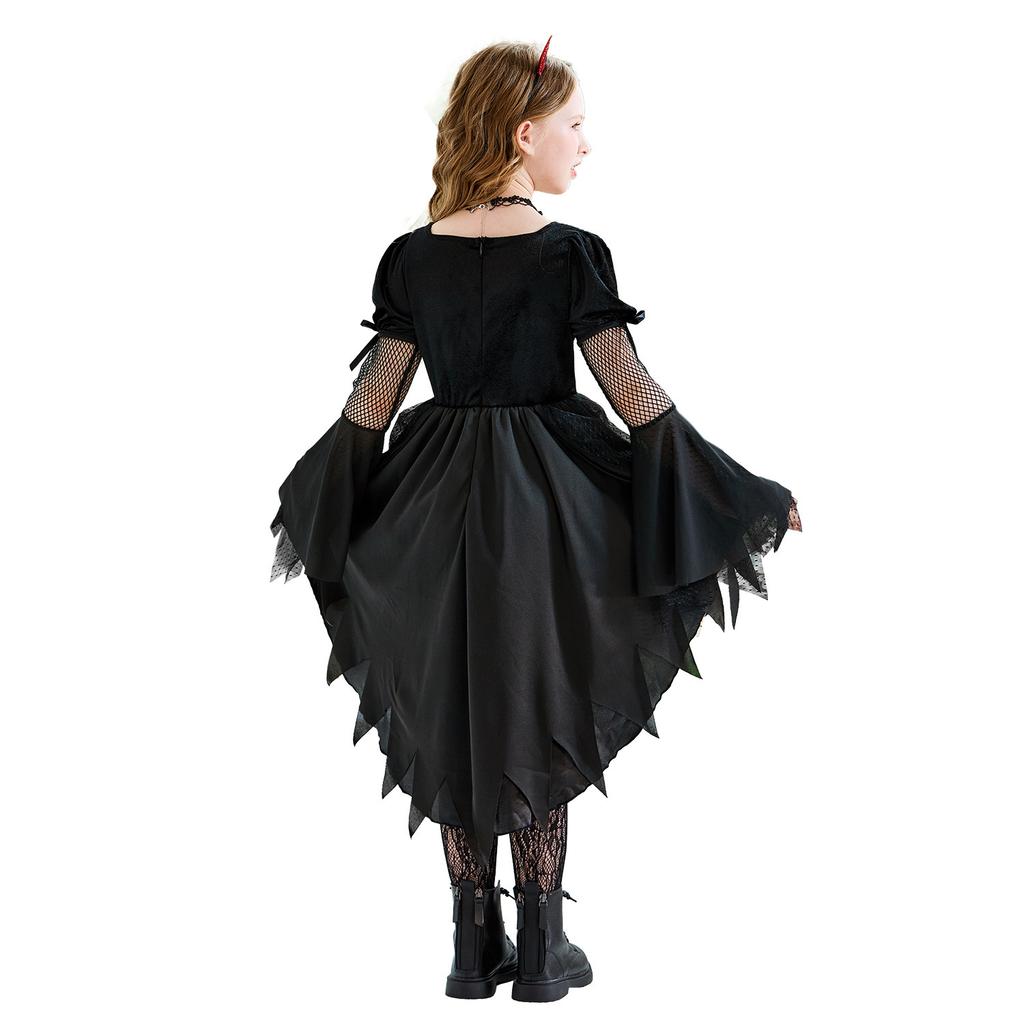 20.26 million Halloween Children's Witch Costume Stage Performance Costume Girls Vampire Magic Witch Mesh Dress