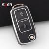 For 2 Button Vw Volkswagen Golf 4 5 6 Mk4 Amarok Polo Bora Jetta Altea Alhambra Passat Beetle Caddy Tiguan Tpu Car Key Case Fob