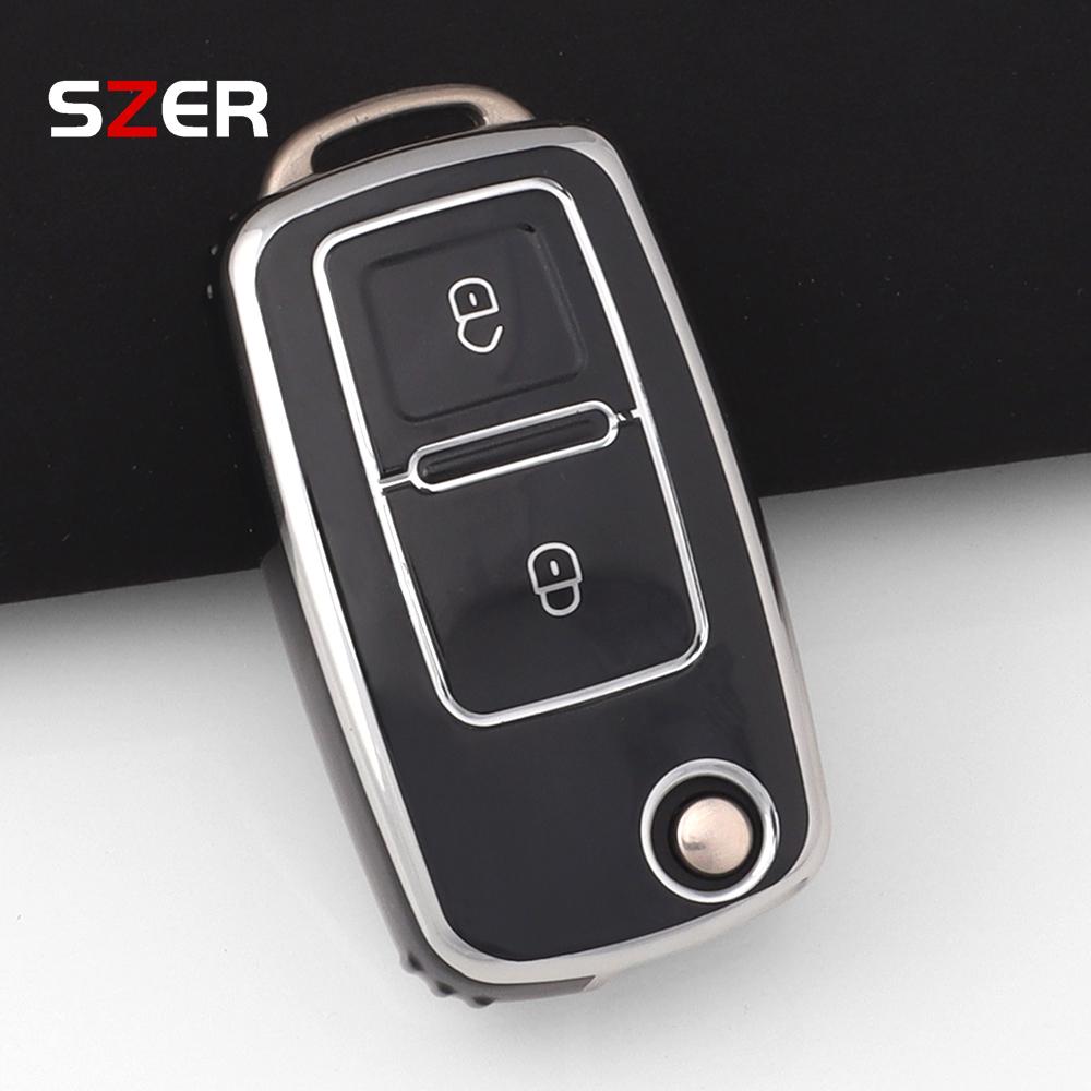 For 2 Button Vw Volkswagen Golf 4 5 6 Mk4 Amarok Polo Bora Jetta Altea Alhambra Passat Beetle Caddy Tiguan Tpu Car Key Case Fob
