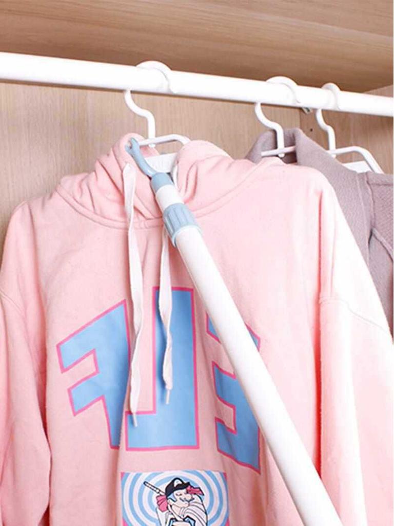 Child Retractable Clothes Drying Pole - Plastic Household Hanger and Rack