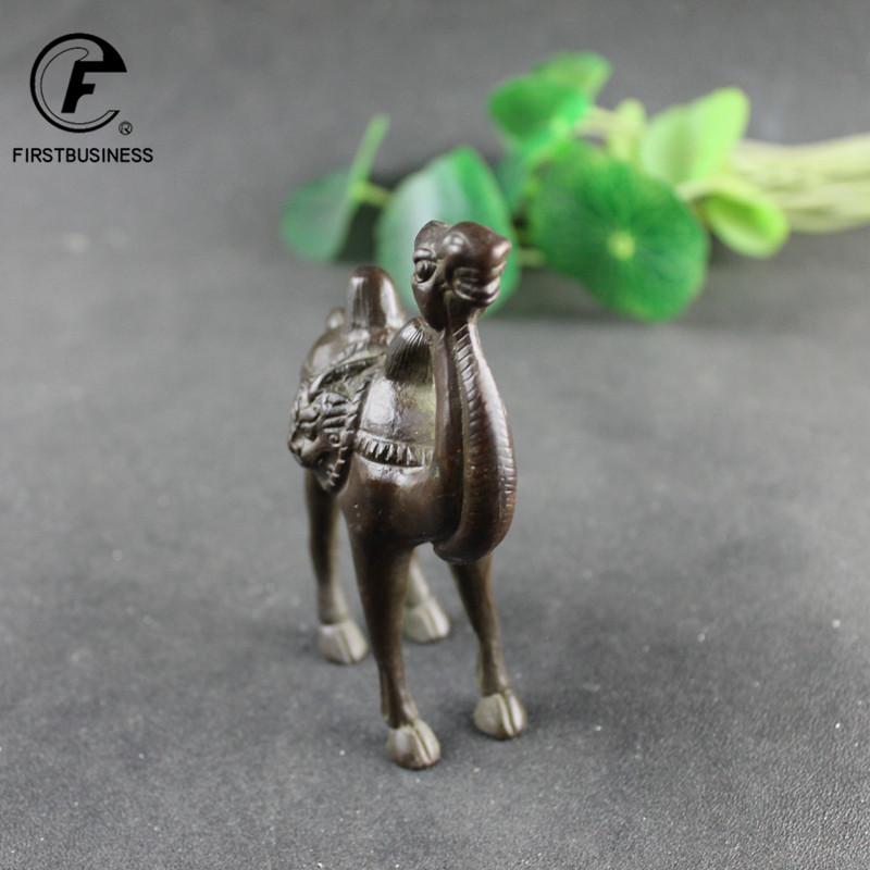 Silk Road Desert Camel Figurines Miniatures Pure Brass Retro Animal Statue Desk Decoration Ornaments Home Decor Sculpture Crafts