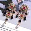 Vintage Rhinestone Simulated Pearl Bride Wedding Party Jewelry Tassel Dangle Earrings for Women