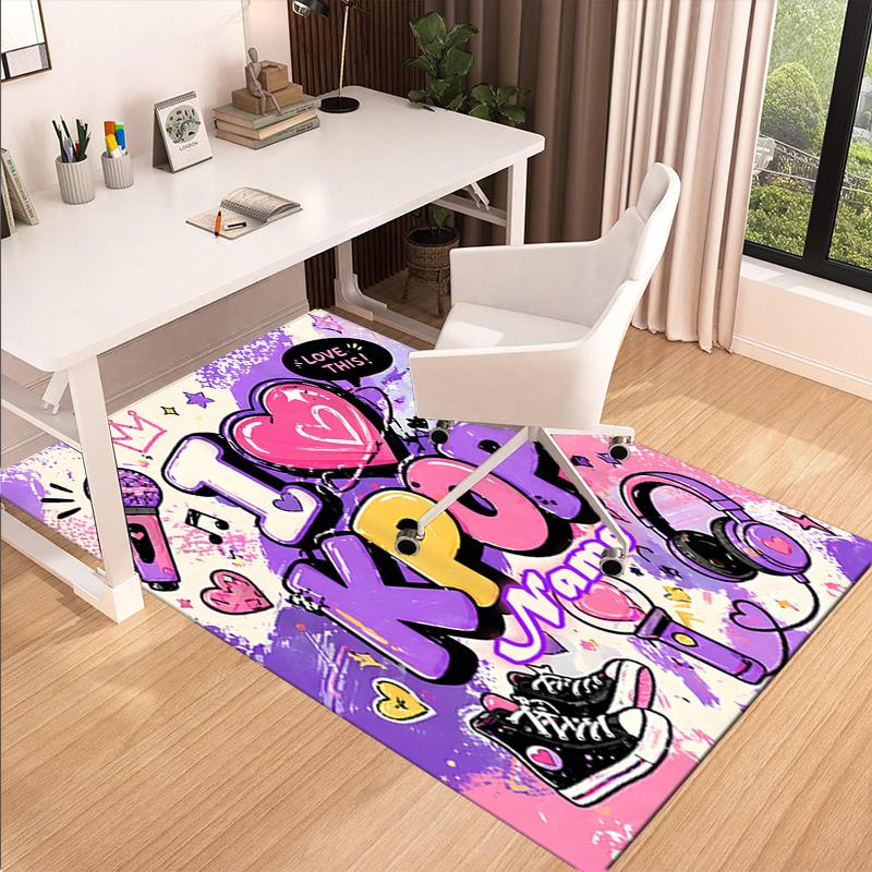 1PC Custom Name Love Kpop Music Style Theme Floor Mat Ideal for Living Room, Game Rooms, Office, Bedroom,Floor Mat Playful Design