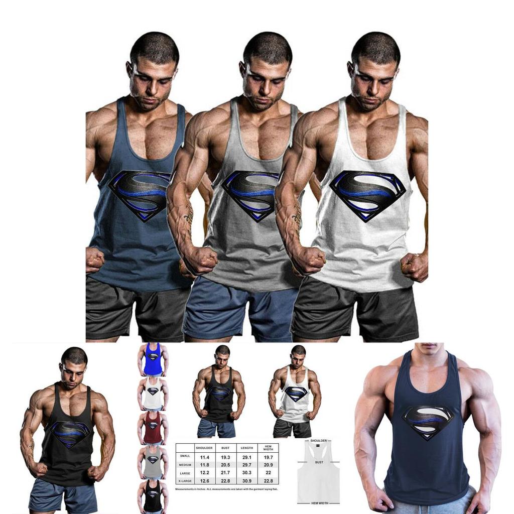 Premium Quality Men Bodybuilding Tank Top Muscle T-shirt With 3d Superman Design