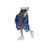 Fila Elastic Full Print Spliced Casual Long Skirt Women skirts Blue F11W434303F-ZA