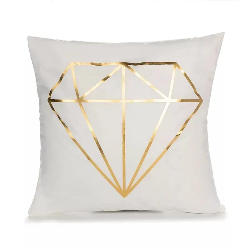 Modern Geometric Gold Bronzing Plants Leaves Cushion Cover Super Quality Polyester Pillow Cover Decorative Pillow for Sofa Chair