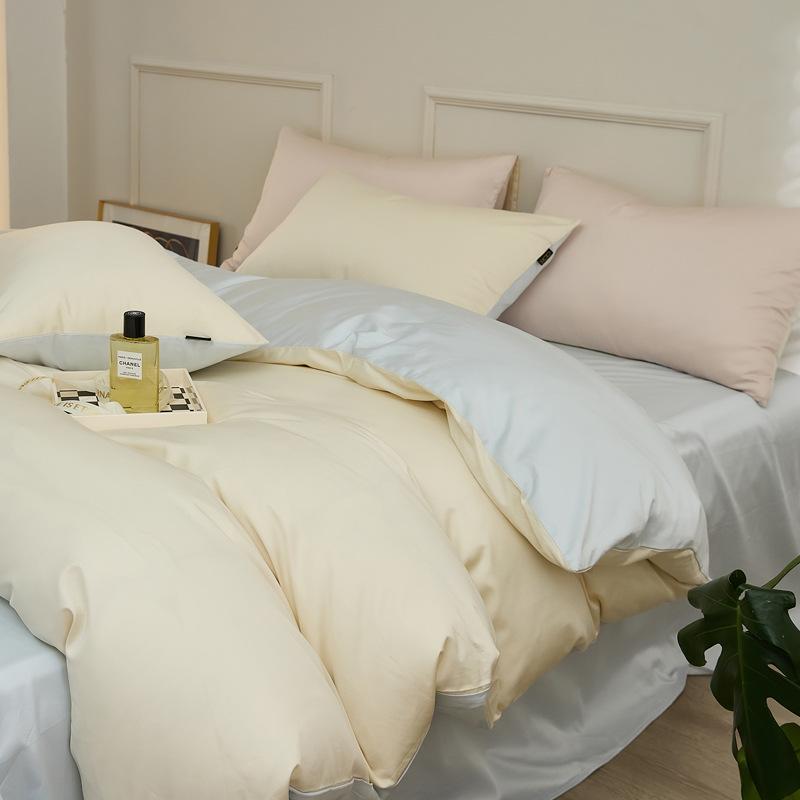 Class A Light Luxury 60 Pcs Maternal And Infant Grade Pure Cotton 4Pcs Set Long-Staple Cotton Solid Color Dormitory Bed 3Pcs Cotton Quilt Cover