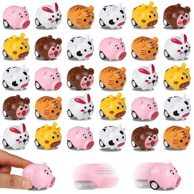 12/24pcs Mini Animal Pull-Back Toy Cars for Kids Birthday Party Favors Goodie Pinata Fillers Christmas Easter Gift School Prizes