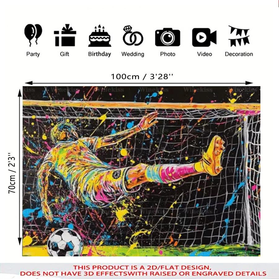 1pc 2D Flat Soccer Theme Backdrop Banner Pattern Decor Garden Patio Holiday Indoor Outdoor Decor Celebration Decor Photo Backdrop Banner