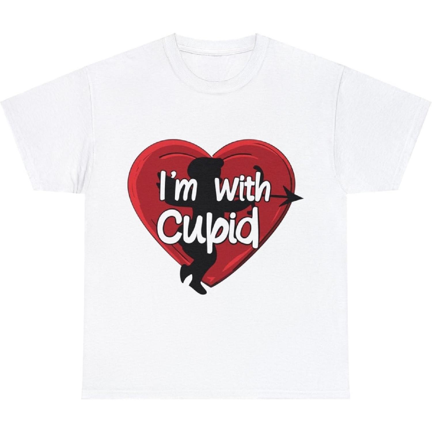 New Valentine s Day I m with Cupid & I m Cupid Unisex Tee Matching Couples Heart Shirts XXXXXL белый