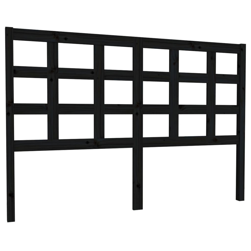 Headboard In Black 145.5 X 4 X 100 Cm Solid Pine Wood