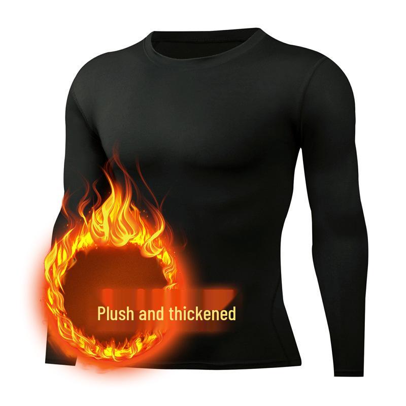 Men's Quick-Dry Basketball Compression Set - Fleece-Lined Long Sleeve Fitness Base Layer