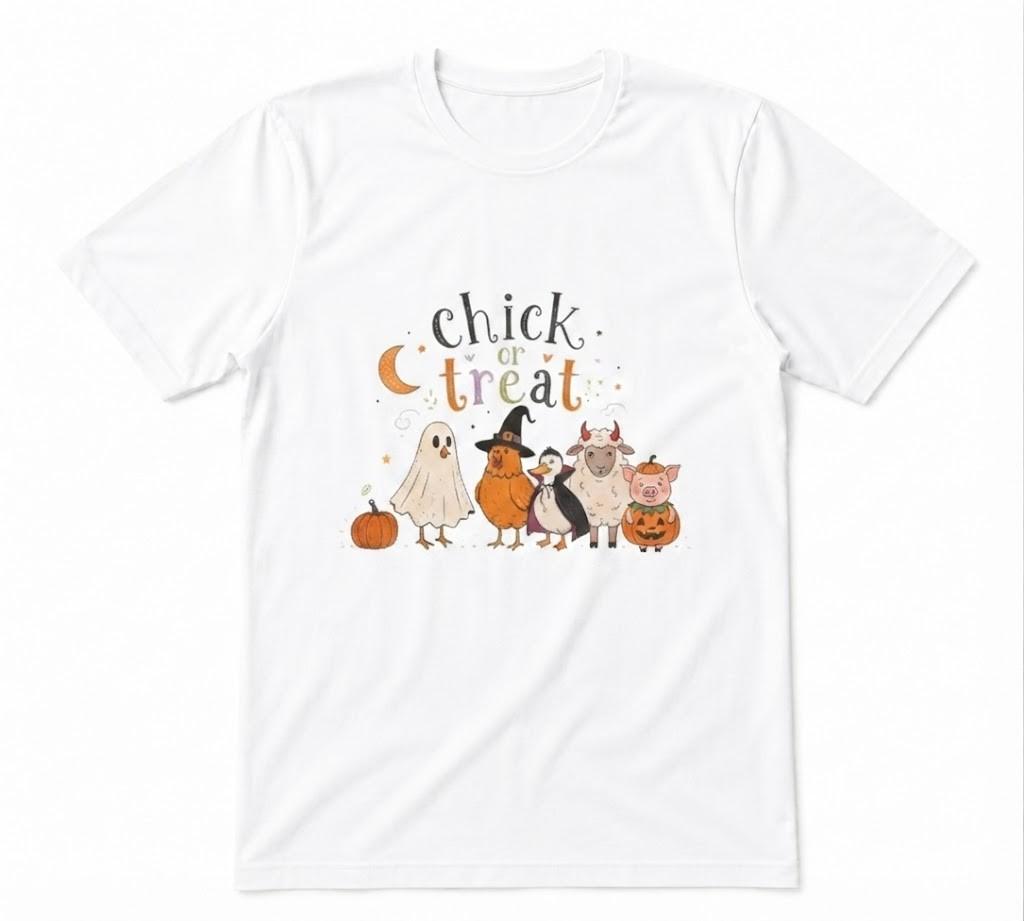 Cute Ghost With Friends Halloween Spooky Season Graphic Tee White T-shirt
