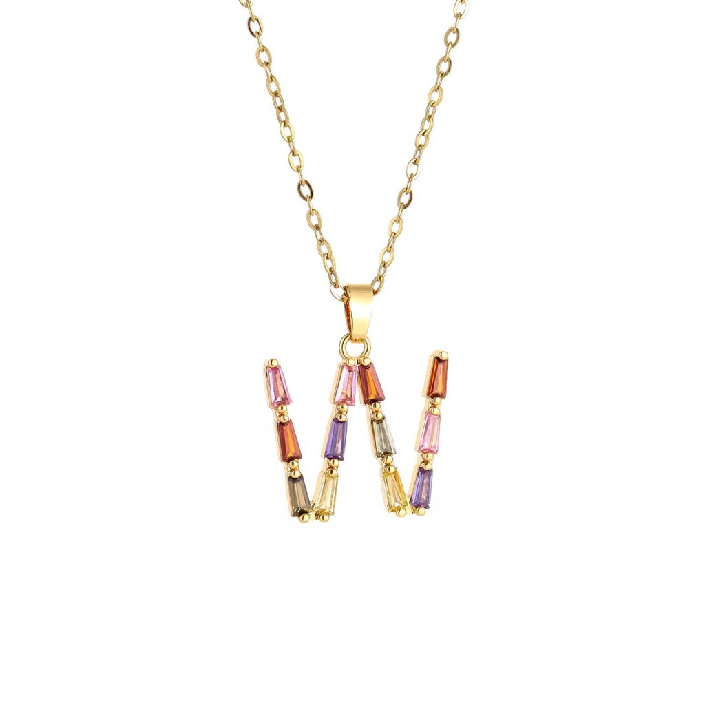 Ladies' Diamond & Colored Gemstone Metal Necklace, Heavy Craftsmanship Premium Design Initial Necklace, Gift for Women, Holiday Present, Party Jewelry