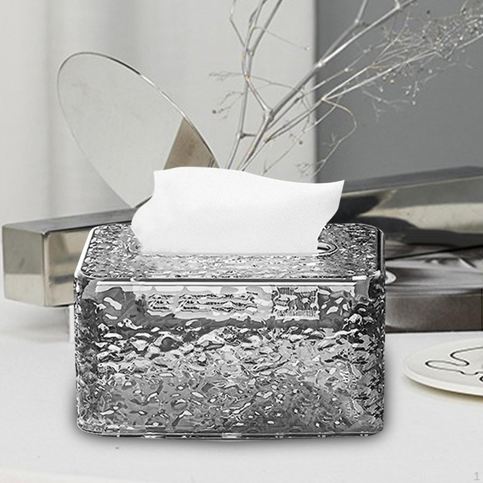 

Light Luxury Tissue Holder Napkin Container Box Desktop Organizer Ornament Dispenser silver gray