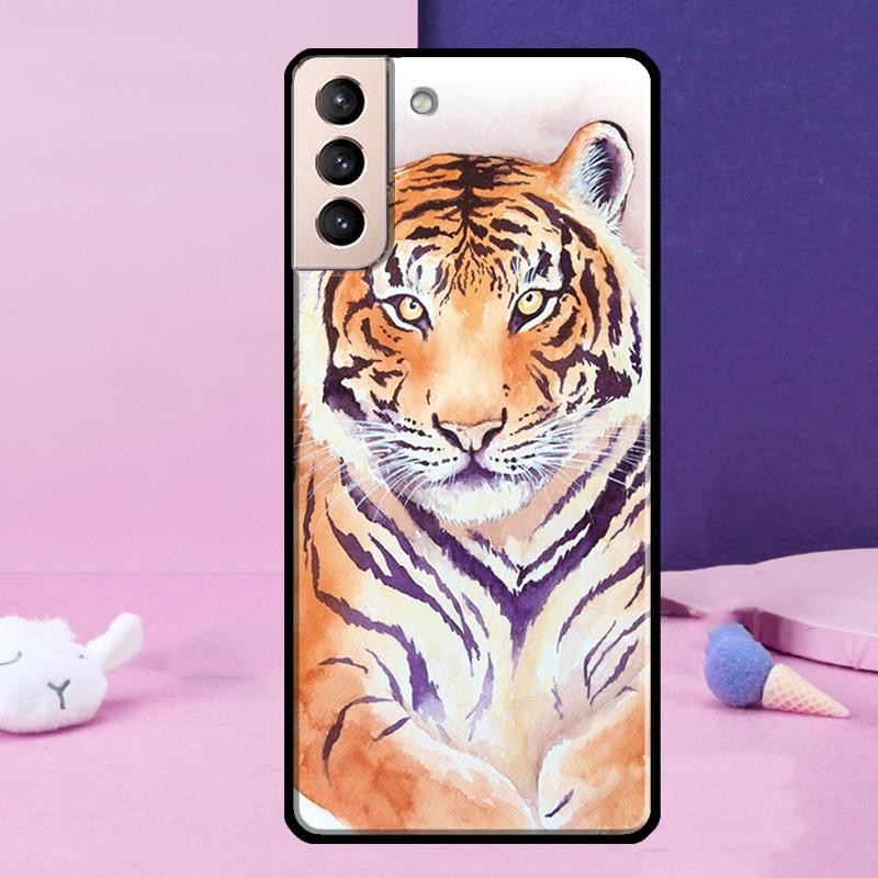 Lion Tiger Face Phone Case For Samsung Galaxy S25 Ultra S24 S23 Ultra S9 S10 S20 S21 S22 Plus S24 FE Cover