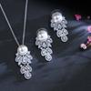 Bridal Simple Zircon Pearl Set Chain, Pure Needle Shell Pearl Necklace Earring Set
