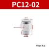 White Pneumatic Quick Connect Fittings, External Thread, PC4/6/8/10/12/14/16-M5/M6, Sizes 01-06