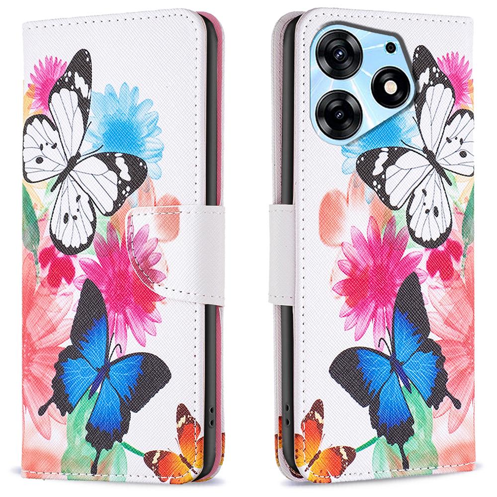 Für Infinix Hot 40/Hot 40 Pro Leder Handyhülle Schutzhülle mit Geldbörse Muster bedruckt