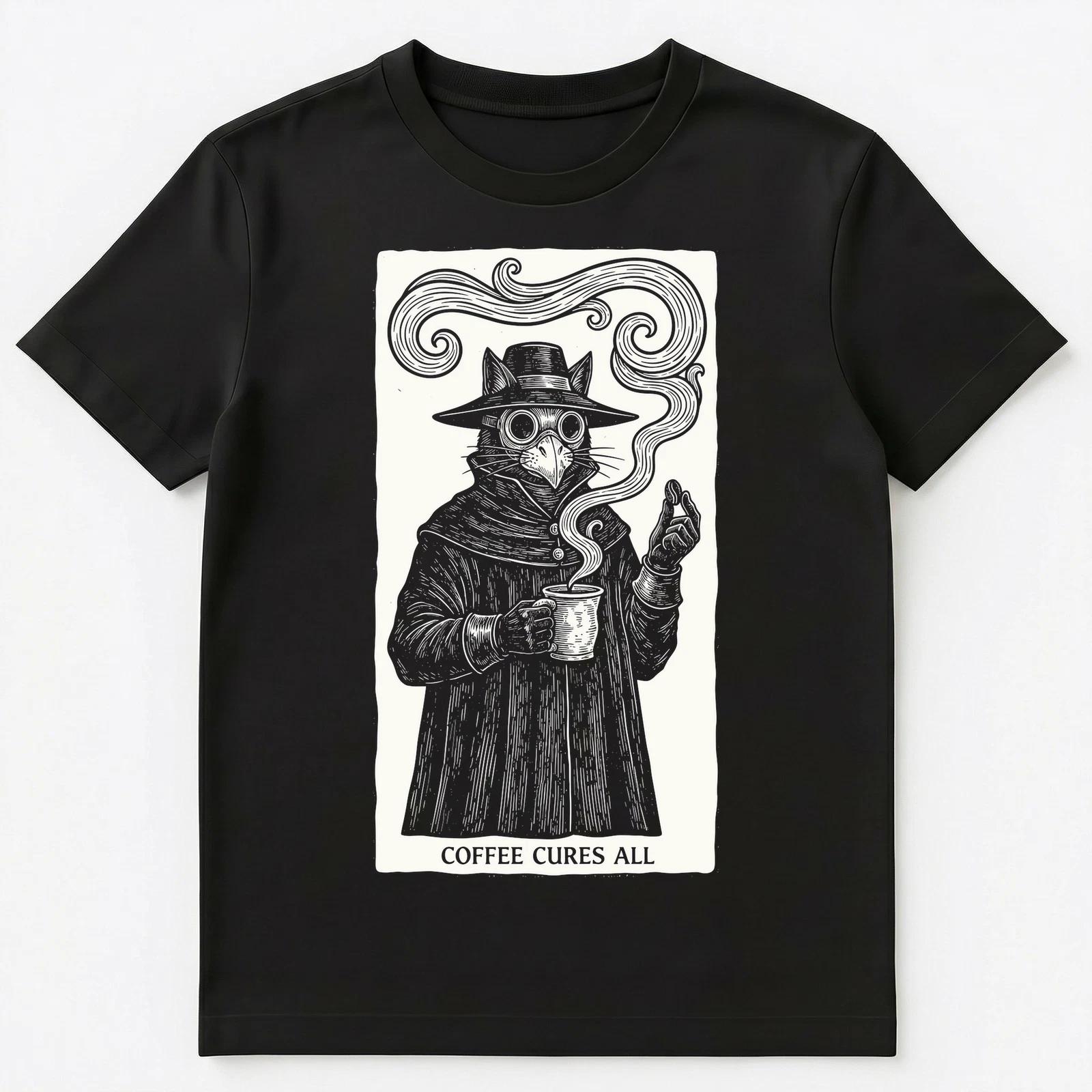 Coffee Drinker Plague Doctor Cat Beverage Unisex T-Shirt 4XL