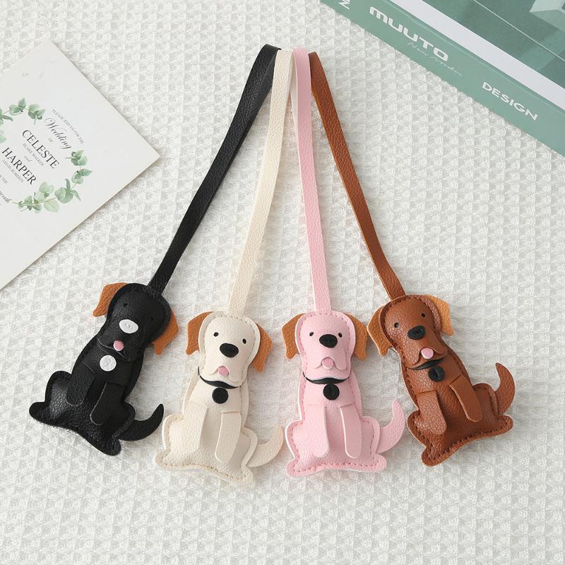 Cute Pu Leather Puppy Bag Charms Cartoon Design Soft Texture For Backpack Key Dog Lovers Gifts