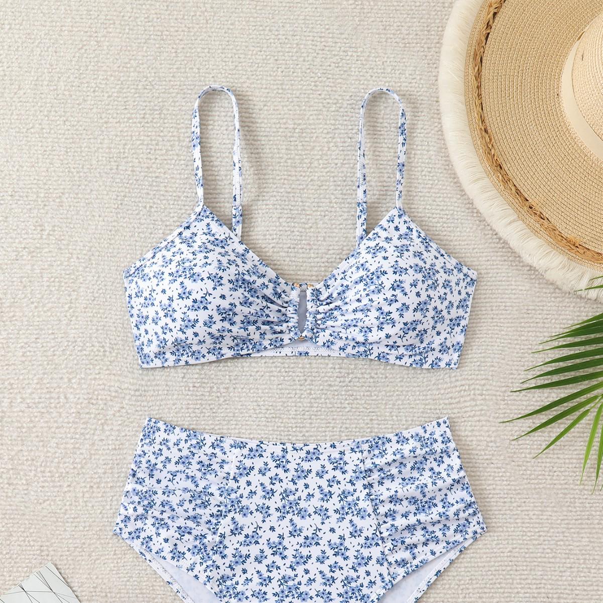 

Women s Floral Print Three-Piece Bikini Set Small (S) квітковий колір друку