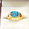 Blue Topaz Oval Cut With 925 Sterling Silver Gold Plated Ring For Men's #A889 JL375669043831