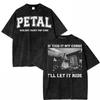 100% Cotton Vintage Washed Ariana Grande Petal Violent Fairy Pop Core T Shirt Men Letter Live Laugh Love Retro Loose Tees Shirts