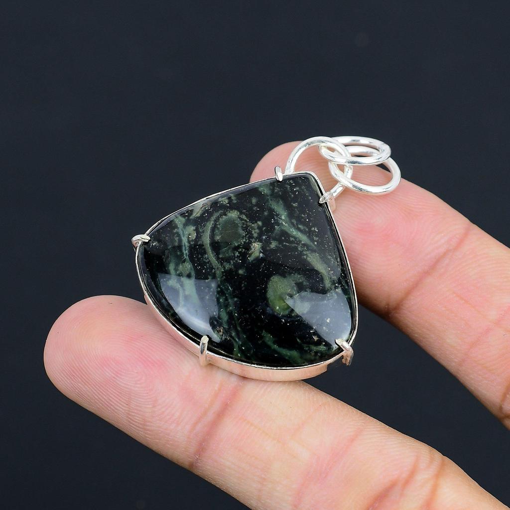Pear Kambaba Jasper Gemstone Sterling Silver Sister Elegant Boho Pendant Jewelry
