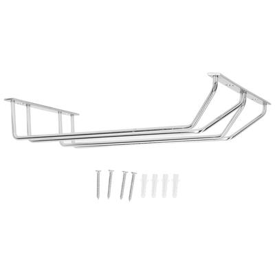 Stainless Steel Double Row Wine Glass Stemware Rack Hanging Stemware Holder Under CabinetS